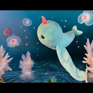 14" Hugs Talking Plush Blue Sparkle Narwhal Light Up Horn Works WowWee Stuffed